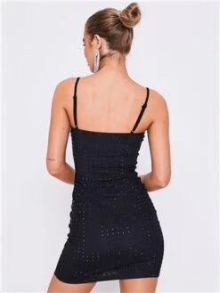 Saint Genies Black Adelaide Strappy Diamante Mini Bodycon Dress -Closet Muse Store 29443 3