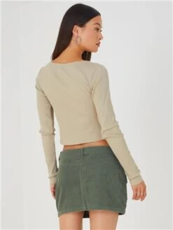 Brave Soul Green Cord Cargo Mini Skirt -Closet Muse Store 29445 3