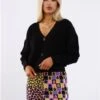 Glamorous Retro Black Intarsia Knit Mini Skirt