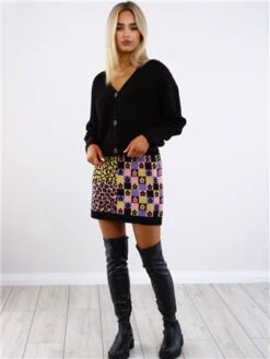 Glamorous Retro Black Intarsia Knit Mini Skirt -Closet Muse Store 29481 2