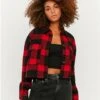 Tally Weijl Black / Red Cropped Check Shacket -Closet Muse Store 29483