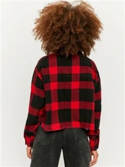 Tally Weijl Black / Red Cropped Check Shacket -Closet Muse Store 29483 3