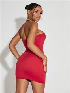 Saint Genies Red Gemstone Bandeau Mini Dress -Closet Muse Store 29513 3