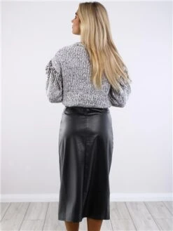 Pieces Black Lea Faux Leather Skirt -Closet Muse Store 29536 3
