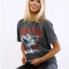 Missi London Acid Wash Charcoal Endless Journey Print T-Shirt