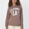 Brave Soul Deep Taupe California Print Crew Sweat -Closet Muse Store 29582