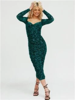 The Frolic Emerald Monroe Mesh Midi Dress -Closet Muse Store 29618 2