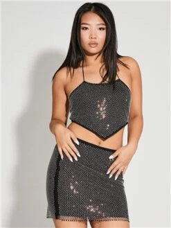 Saint Genies Black Diamonte Skirt