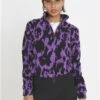 Brave Soul Purple Combo Teddy Brooke Zip Fleece