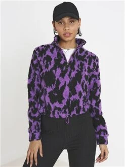 Brave Soul Purple Combo Teddy Brooke Zip Fleece -Closet Muse Store 29665 2